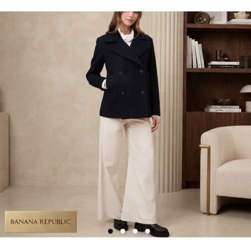 Banana Republic Factory Wool Blend Peacoat SZ L  DARK NAVY  NWT